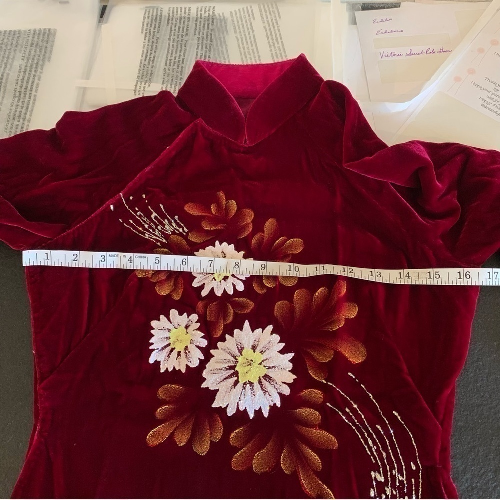 1990’s Velveteen cheongsam cocktail over dress - Picture 16 of 16